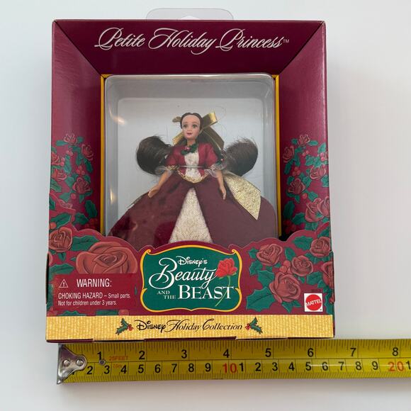 Vtg 1998 Disney Beauty and the Beast Belle Petite Holiday Princess Ornament NIB - Picture 7 of 8